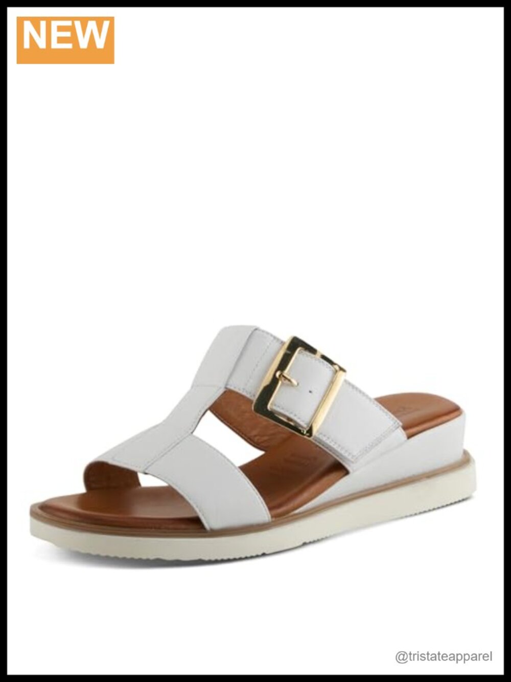 Leather Wedge Platform Sandals Adjustable Buckle Slip On Comfort Footbed